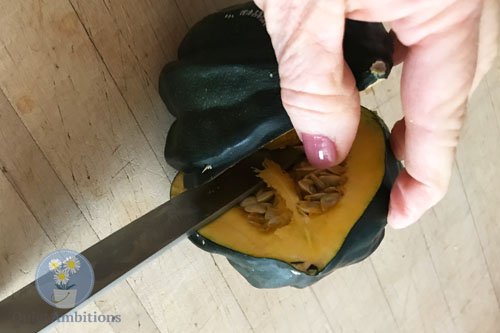 how to cut up acorn squash.